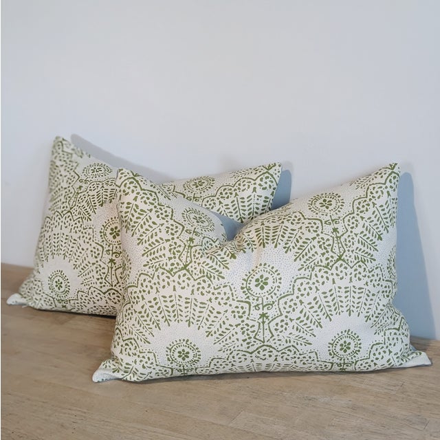 Sister Parish Sister Parish Appleton Lumbar Pillows in Lettuce Green For Sale - Image 4 of 6