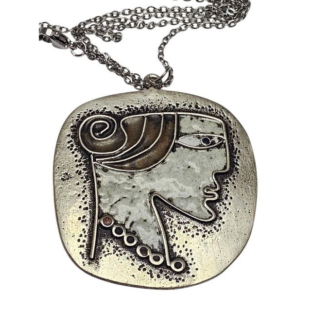 Enamel Pendant on Chain by János Percz, 1960s For Sale - Image 6 of 6