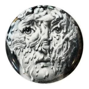 1950s Piero Fornasetti Decorative Plate Featuring Head of Italian Opera Singer Lina Cavalieri With Substance Dripping Down Her Face