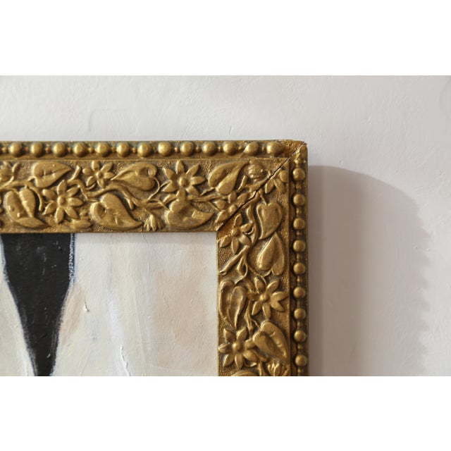 Wood Original Framed Abstract Painting in Antique Gold Frame For Sale - Image 7 of 15