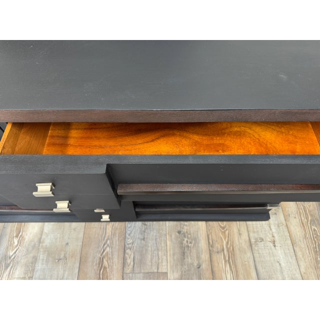 1960s Mid-Century Modern Black and Walnut Long Dresser For Sale In Cincinnati - Image 6 of 7