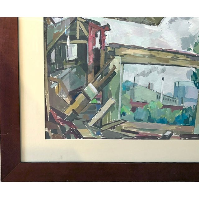 Wood Mid Century Karl Sherman Gouache Painting, Signed For Sale - Image 7 of 9