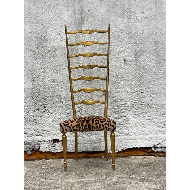 Vintage Gilt Ladderback Chair After Gio Ponti For Sale In West Palm - Image 6 of 7