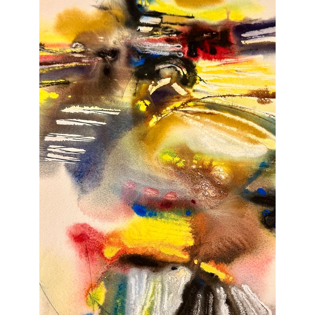 Massive 24x36 Original 1972 George Emmett Calvert Abstract Expressionist Watercolor Painting - Framed For Sale In Palm Springs - Image 6 of 6