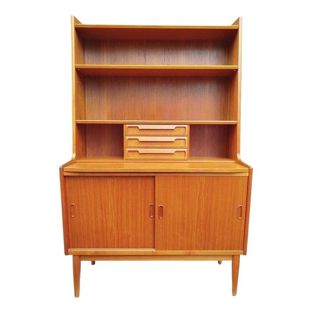 Danish Teak Secretaire with Bookcase from Larsens Møbler, 1960s For Sale