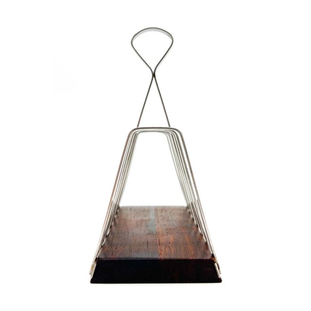 Wood 1960s Danish Lundtofte Stainless Steel & Rosewood Toast Rack – Scandinavian Modern / Mid-Century For Sale - Image 7 of 9