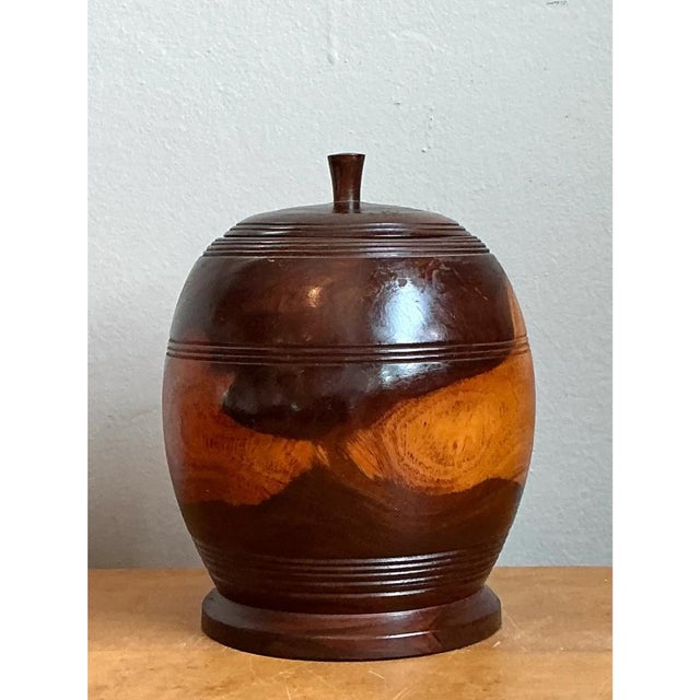 Vintage Turned Wood Lidded Jar For Sale - Image 11 of 12
