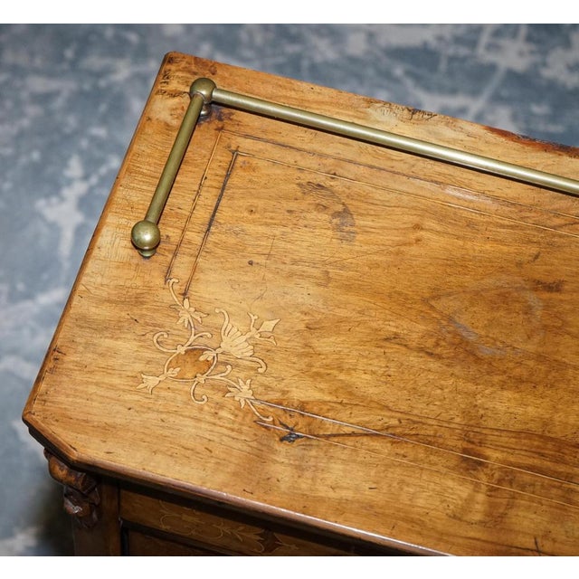 Victorian Pier Glazed Inlaid Walnut Marquetry Music Cabinet, 19th Century For Sale - Image 5 of 18