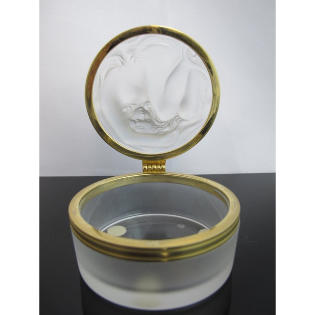 Lalique France Crystal Nude Daphne Powder Jar or Trinket Box With Hinged Lid For Sale - Image 9 of 11