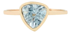 Art Deco Trillion Cut Aquamarine Ring in 14k Yellow Gold Size 6