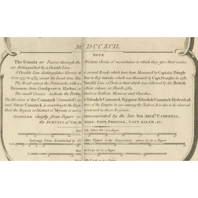 Large Decorative Colonial-Era Map of South India Peninsula of India, 1800 For Sale - Image 11 of 13