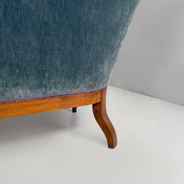 Italian Louis XVI Style Sofa in Light Blue Velvet and Wood, 1930s For Sale - Image 18 of 18