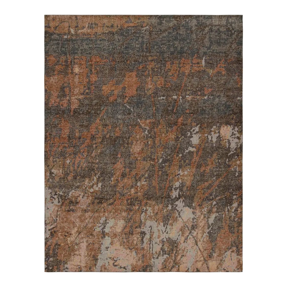 Rug & Kilim’s Modern Abstract Distressed Graphic Rug With Geometric ...