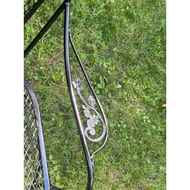 Metal 1970s Wrought Iron Woodard Patio Set Large Table & 4 Chairs, Attributed For Sale - Image 7 of 7