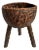 Vintage Wood Carved Rustic Tribal Bowl on Legs For Sale