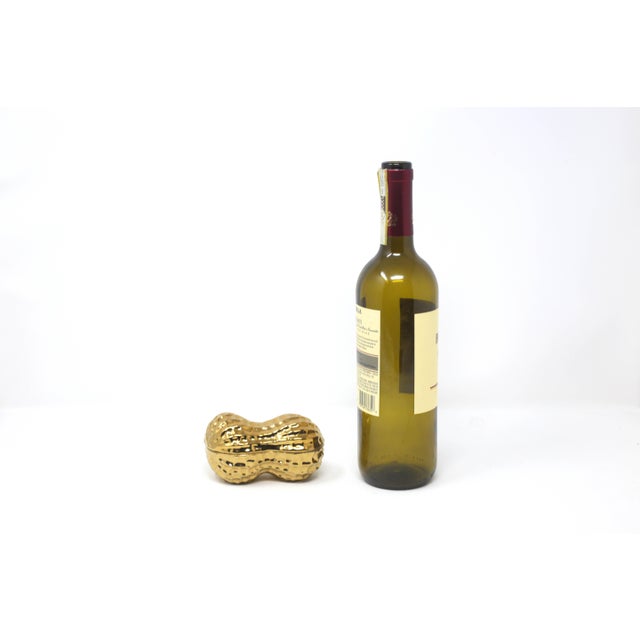 1980s Vintage Gold Ceramic Peanut-Shaped Box For Sale - Image 5 of 5