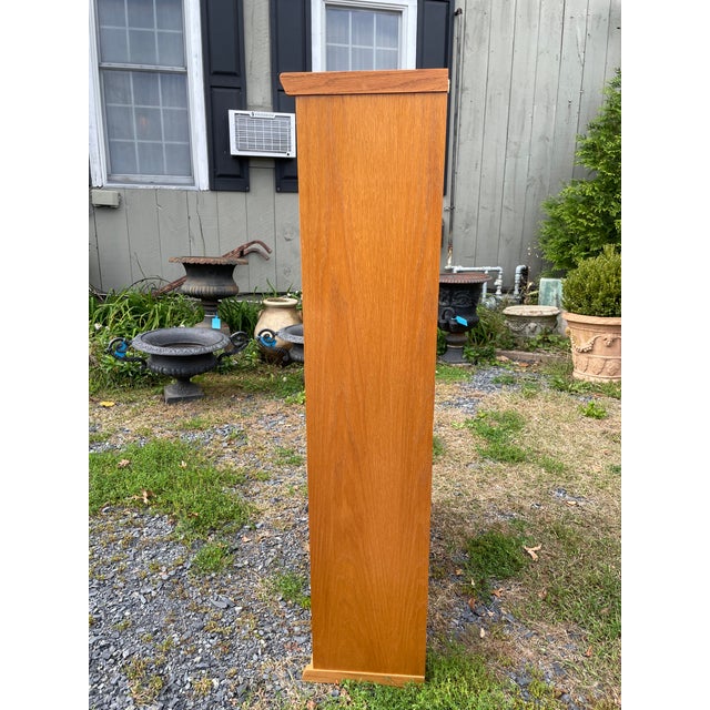 Traditional Vintage 4 Tier Barrister Golden Oak & Glass Front Cabinet Bookcase For Sale - Image 3 of 5