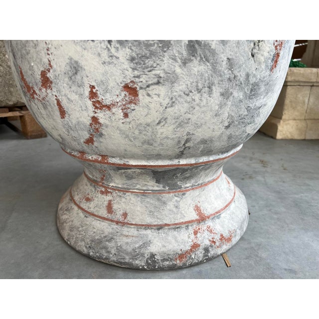 Early 21st Century A Single French Terracotta Anduze Planter With Antiqued Gray White Finish For Sale - Image 5 of 15