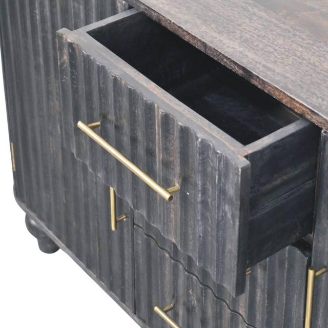 Savoy Sideboard in Carbon Ash With Fluted Doors For Sale - Image 4 of 8