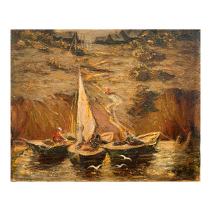 River Landscape Oil Painting, Ukrainian Soviet Art (1994) 43-53