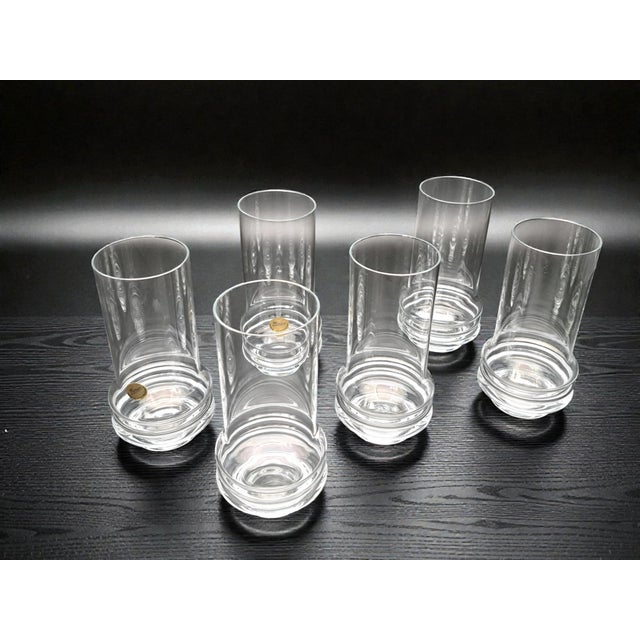 Set of six Moser crystal glasses, designed by renowned designer Bruno Morbelli. A true design gem, perfect for vintage...