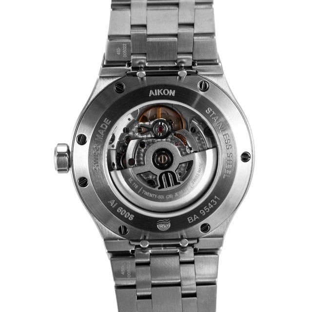Early 21st Century Maurice Laroix Aikon Automatic Date 42mm AI6008-ss00f-630-D Green Steel Watch For Sale - Image 5 of 9
