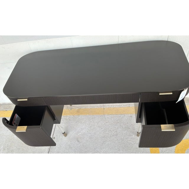 Wood Caracole Modern Dark Chocolate Fluted Lady Love Desk/Vanity For Sale - Image 7 of 9