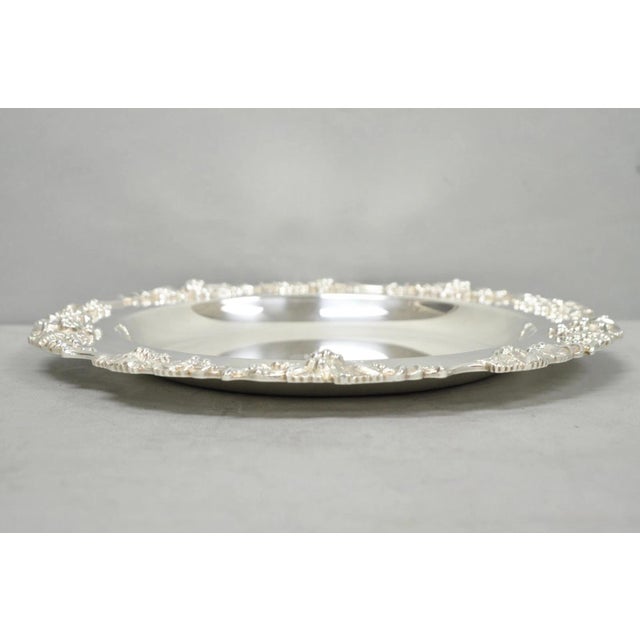 Silver Vintage English Victorian Sheffield Silver Plated Grapevine Repousse 12" Dish For Sale - Image 8 of 11