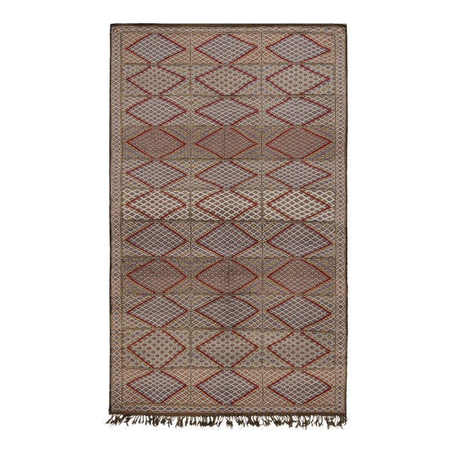 1950s Vintage Zayane Moroccan Kilim in Polychromatic Tribal Patterns by Rug & Kilim For Sale