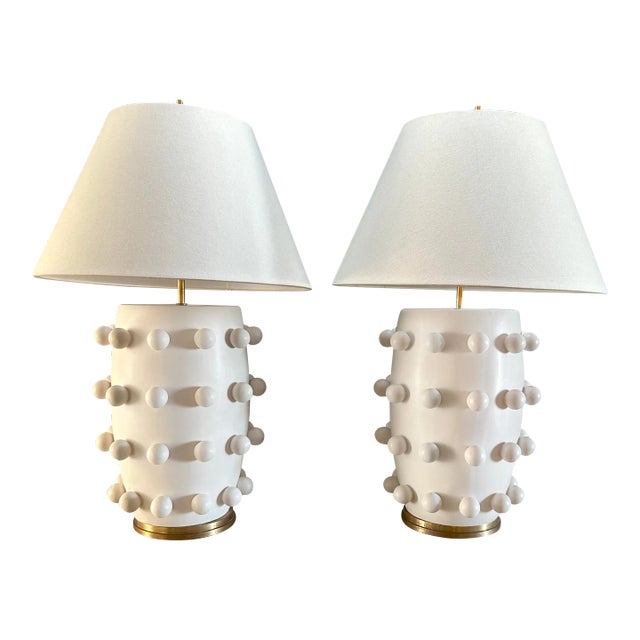 Pair of Original Large Kelly Wearstler Contemporary Ceramic Table Lamps For Sale