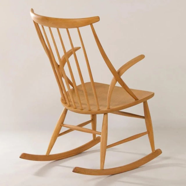 Wood Danish Beech Rocking Chair by Illum Wikelso for Niels Eilsen, 1960s For Sale - Image 7 of 12