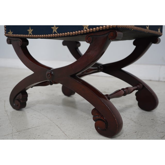 1960s Vintage Federal Style Bench W. Brand New Upholstery For Sale - Image 5 of 12