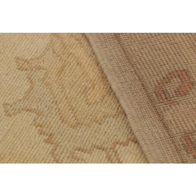 Vintage Turkish Oushak Rug in an All Over Beige, Orange, Green Floral Pattern For Sale - Image 9 of 9