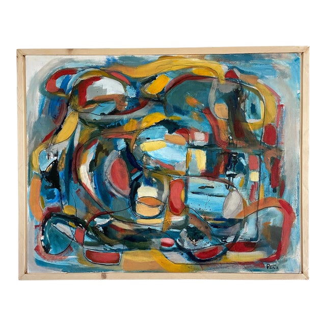Framed Abstract Acrylic on Canvas Panel by Francisco Peña For Sale