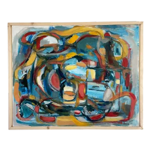 Framed Abstract Acrylic on Canvas Panel by Francisco Peña