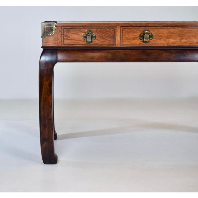 Ming Campaign Style Burl-Wood Console Table For Sale In Philadelphia - Image 6 of 11