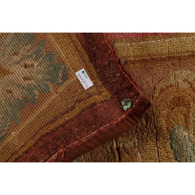 Rug & Kilim Antique Aubusson Savonnerie Rug, Pink Floral Medallion - Rug & Kilim For Sale - Image 4 of 4