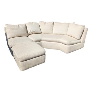 1990s Baker Furniture 2 Piece Sectional With Ottoman For Sale