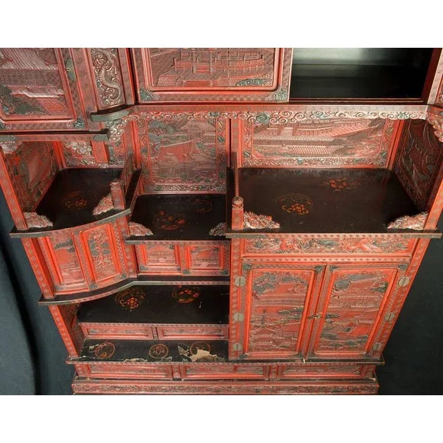 Antique 19th Century Cinnabar Treasure Cabinet For Sale - Image 9 of 11