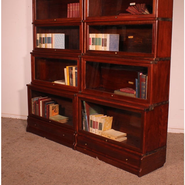 Wood Waterfall Bookcases in Mahogany by Globe Wernicke London, 1900, Set of 2 For Sale - Image 7 of 14