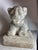 Stone Antique Reclining Lion Sculpture on Base in Carved Stone, 1890s For Sale - Image 7 of 18