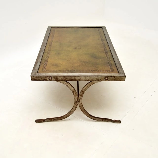 French Steel and Leather Coffee Table, 1960s For Sale - Image 6 of 10