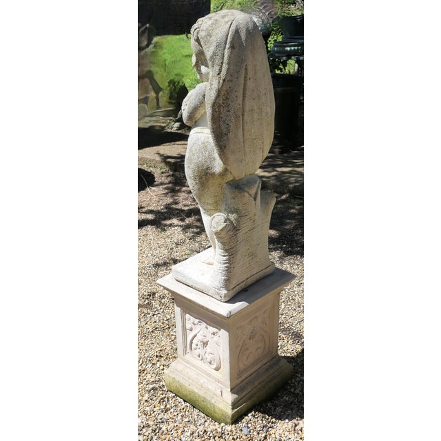 Large Statue of Cherub on Plinth, 1920s For Sale - Image 4 of 7
