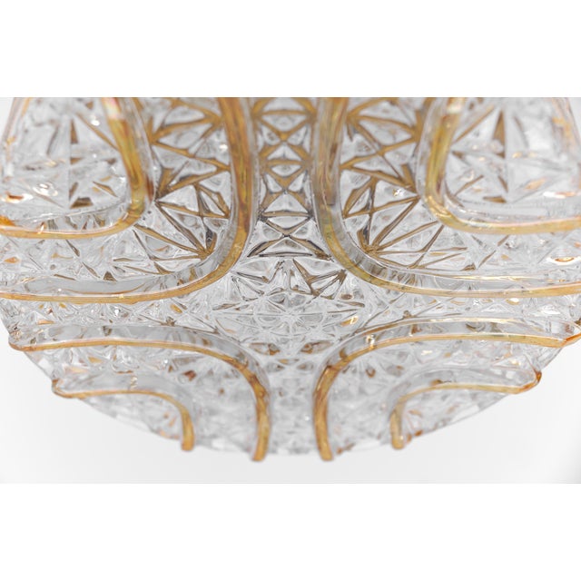 Metal Roiund 3D Amber Glass Flush Mount Lamp by Limburg, Germany, 1960s For Sale - Image 7 of 15