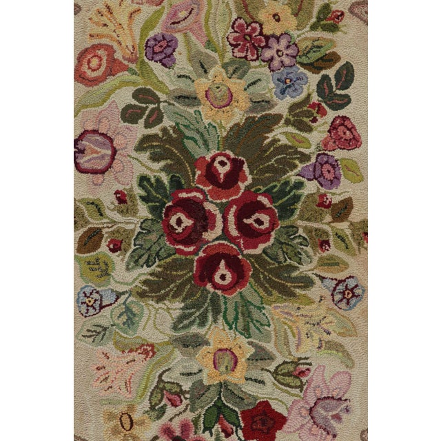 Traditional Antique Hooked Rug in Beige-Brown With Colorful Floral Patterns From Rug & Kilim For Sale - Image 3 of 8