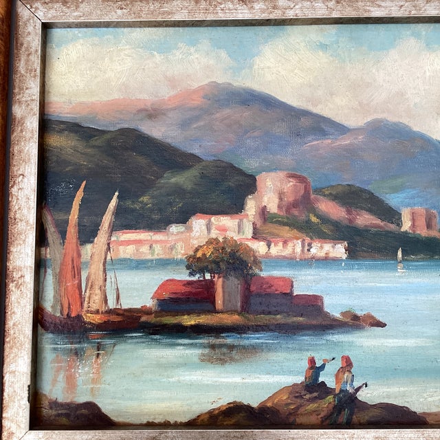 Mid 20th Century Vintage European Landscape Painting Oil on Board Framed For Sale - Image 5 of 7