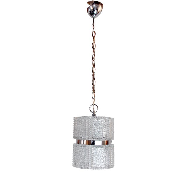 Pendant Light in Frosted Glass attributed to Kaiser Leuchten, Germany, 1960s For Sale