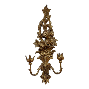 Vintage Italian Giltwood Floral Motif Wall Sconce