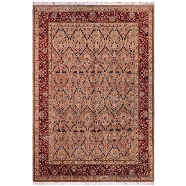 Shabby Chic 1990's Pak-Persian Green/Red Wool Rug - 9'2'' X 12'3'' For Sale - Image 9 of 9