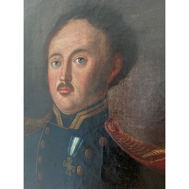 19th Century Antique Original Oil Painting of an Officer, Large Gentleman Portrait Painting For Sale - Image 5 of 11